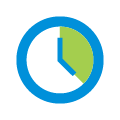 Ícono verde y azul de un reloj