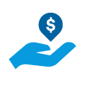 Ícono de una mano sosteniendo un signo de pesos